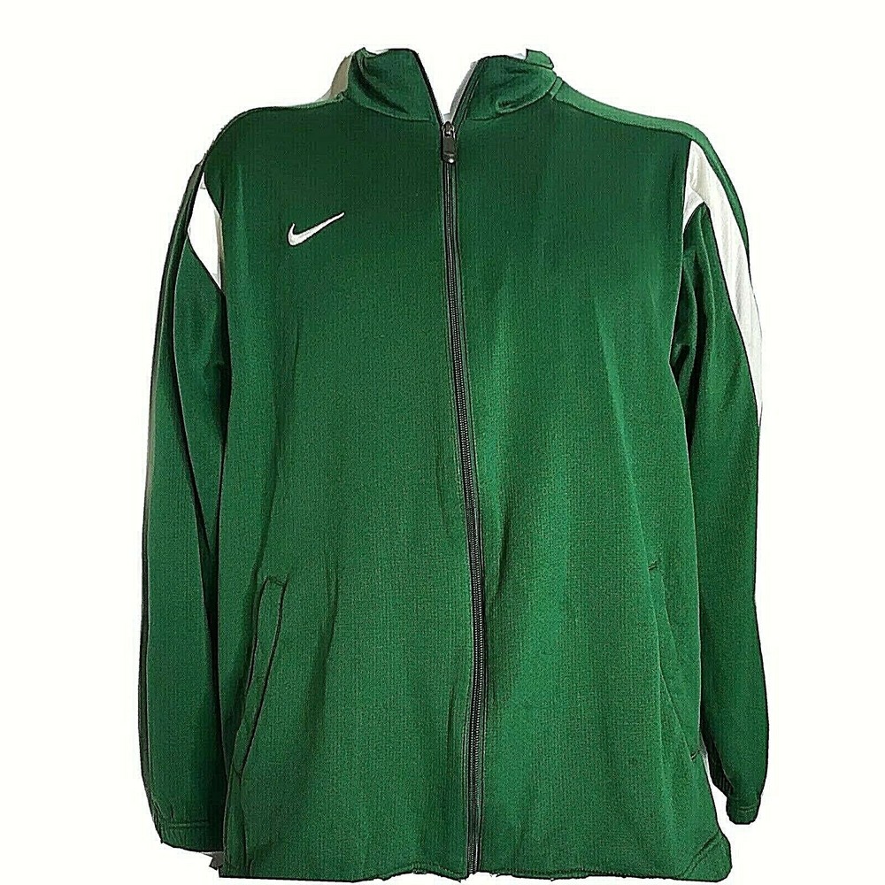 Vintage Men’s Size Large Nike Zip Up Jacket Dri Fit Dark Green Front Zip Logo